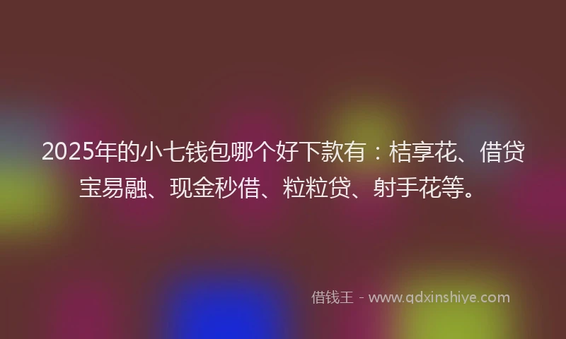 2025年的小七钱包哪个好下款有：桔享花、借贷宝易融、现金秒借、粒粒贷、射手花等。