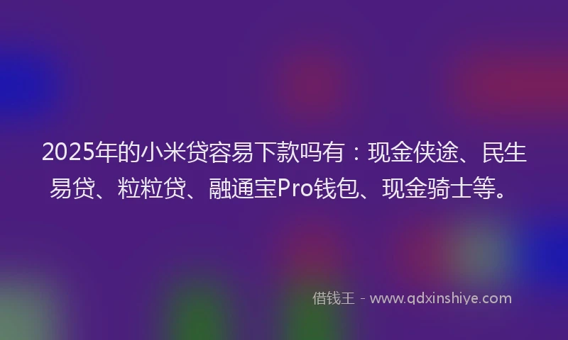 2025年的小米贷容易下款吗有：现金侠途、民生易贷、粒粒贷、融通宝Pro钱包、现金骑士等。