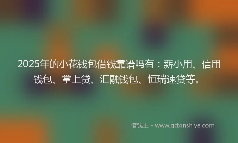 2025年的小花钱包借钱靠谱吗有：薪小用、信用钱包、掌上贷、汇融钱包、恒瑞速贷等。