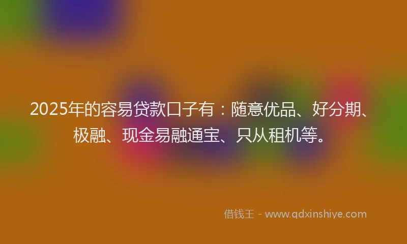 2025年的容易贷款口子有：随意优品、好分期、极融、现金易融通宝、只从租机等。