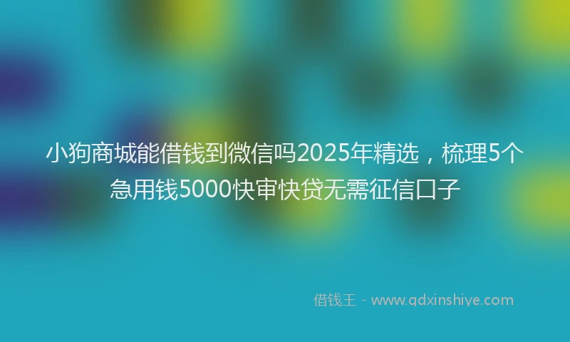小狗商城能借钱到微信吗2025年精选，梳理5个急用钱5000快审快贷无需征信口子