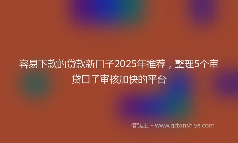 容易下款的贷款新口子2025年推荐，整理5个审贷口子审核加快的平台