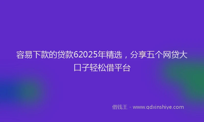 容易下款的贷款62025年精选，分享五个网贷大口子轻松借平台
