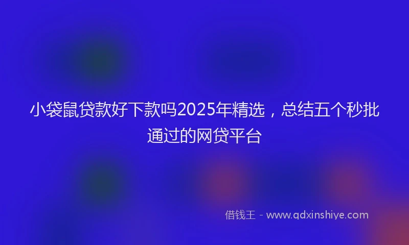 小袋鼠贷款好下款吗2025年精选，总结五个秒批通过的网贷平台