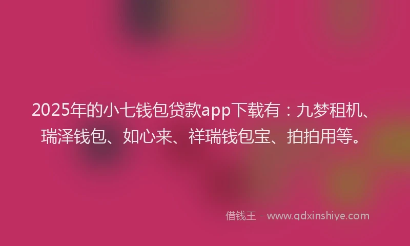 2025年的小七钱包贷款app下载有：九梦租机、瑞泽钱包、如心来、祥瑞钱包宝、拍拍用等。