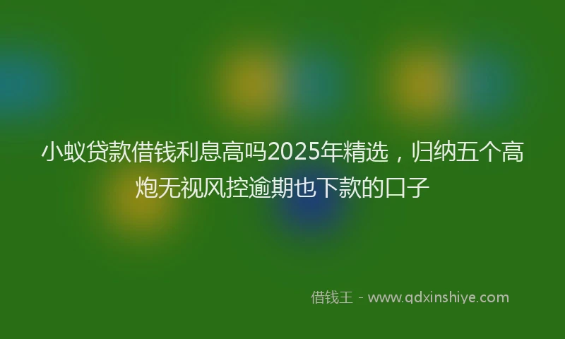 小蚁贷款借钱利息高吗2025年精选，归纳五个高炮无视风控逾期也下款的口子