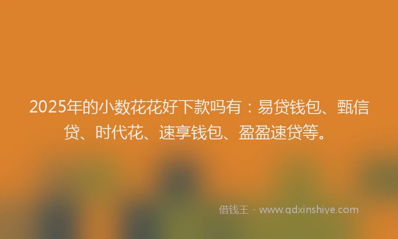2025年的小数花花好下款吗有：易贷钱包、甄信贷、时代花、速享钱包、盈盈速贷等。