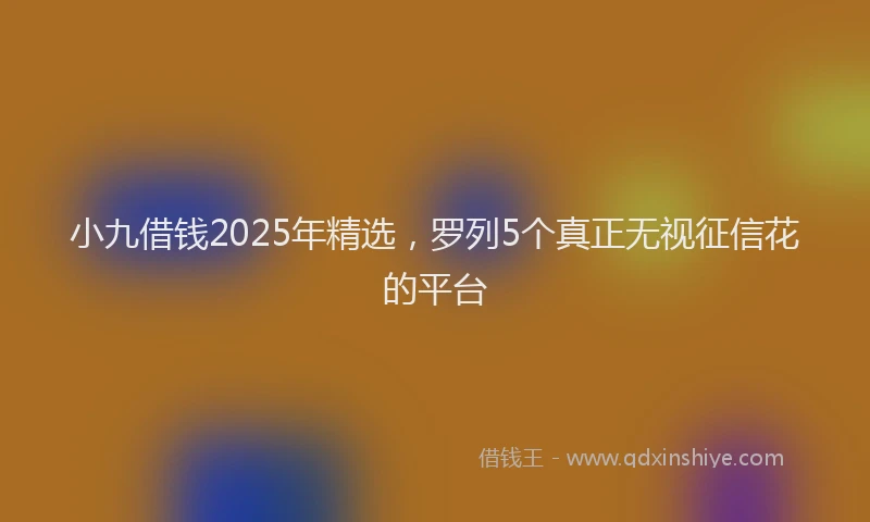 小九借钱2025年精选，罗列5个真正无视征信花的平台