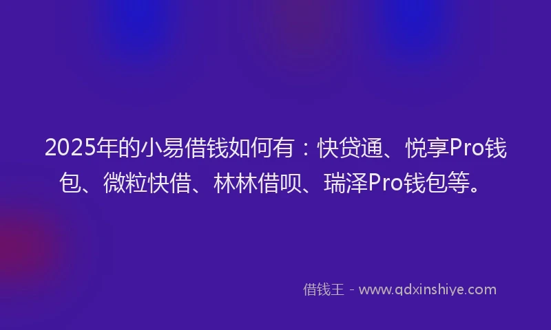 2025年的小易借钱如何有：快贷通、悦享Pro钱包、微粒快借、林林借呗、瑞泽Pro钱包等。