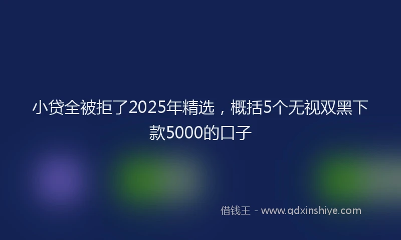小贷全被拒了2025年精选，概括5个无视双黑下款5000的口子