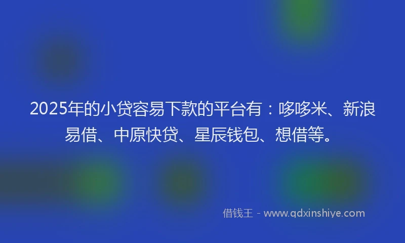 2025年的小贷容易下款的平台有：哆哆米、新浪易借、中原快贷、星辰钱包、想借等。