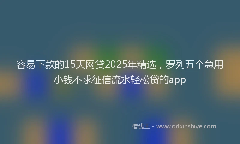 容易下款的15天网贷2025年精选，罗列五个急用小钱不求征信流水轻松贷的app