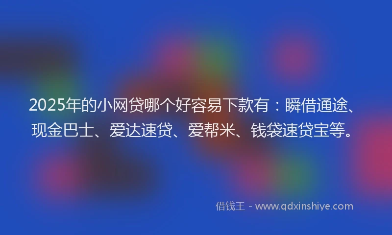 2025年的小网贷哪个好容易下款有：瞬借通途、现金巴士、爱达速贷、爱帮米、钱袋速贷宝等。