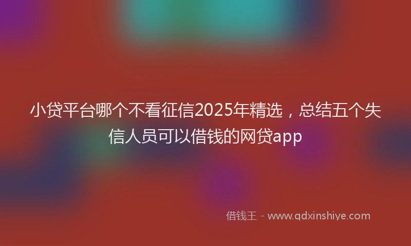 小贷平台哪个不看征信2025年精选，总结五个失信人员可以借钱的网贷app