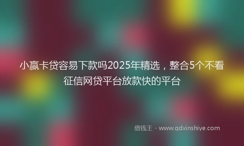 小赢卡贷容易下款吗2025年精选，整合5个不看征信网贷平台放款快的平台