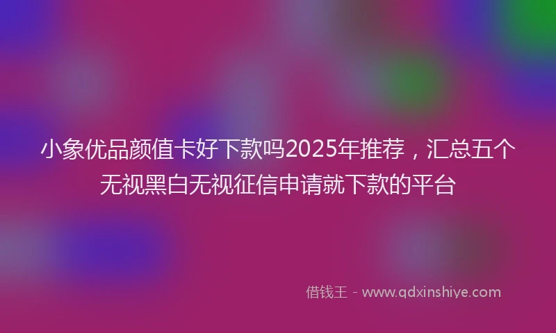 小象优品颜值卡好下款吗2025年推荐，汇总五个无视黑白无视征信申请就下款的平台