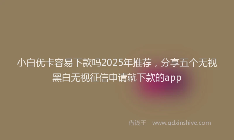 小白优卡容易下款吗2025年推荐，分享五个无视黑白无视征信申请就下款的app