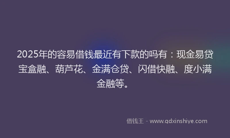 2025年的容易借钱最近有下款的吗有：现金易贷宝盒融、葫芦花、金满仓贷、闪借快融、度小满金融等。