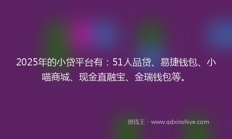 2025年的小贷平台有：51人品贷、易捷钱包、小喵商城、现金直融宝、金瑞钱包等。