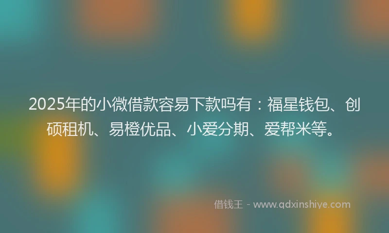 2025年的小微借款容易下款吗有：福星钱包、创硕租机、易橙优品、小爱分期、爱帮米等。