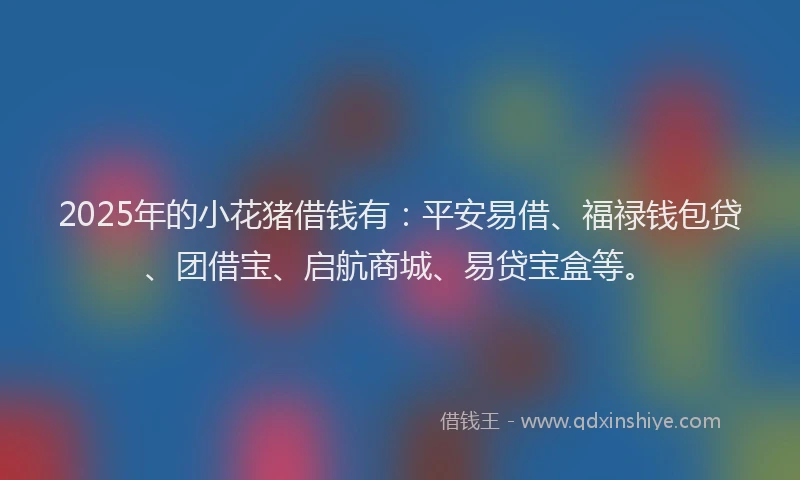 2025年的小花猪借钱有：平安易借、福禄钱包贷、团借宝、启航商城、易贷宝盒等。