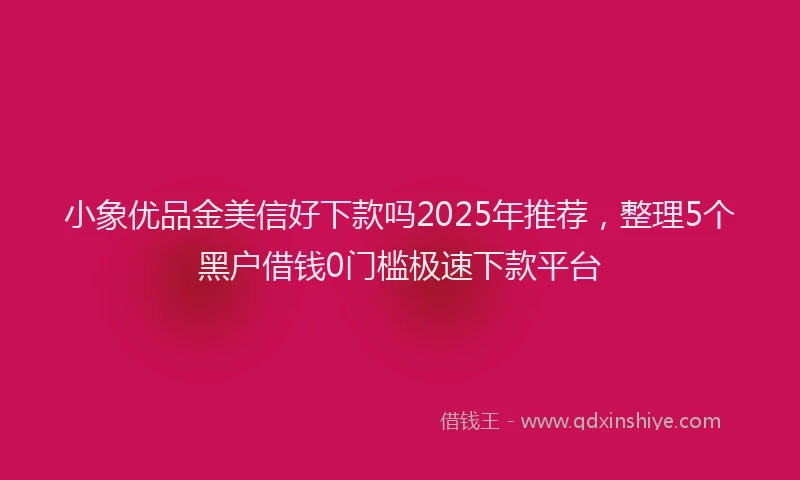 小象优品金美信好下款吗2025年推荐，整理5个黑户借钱0门槛极速下款平台