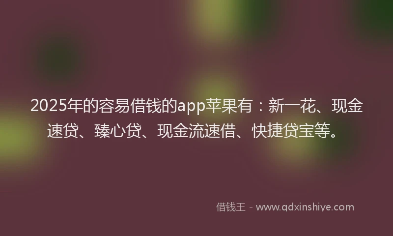 2025年的容易借钱的app苹果有：新一花、现金速贷、臻心贷、现金流速借、快捷贷宝等。