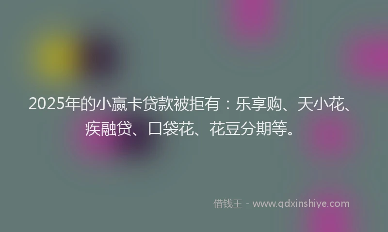 2025年的小赢卡贷款被拒有：乐享购、天小花、疾融贷、口袋花、花豆分期等。