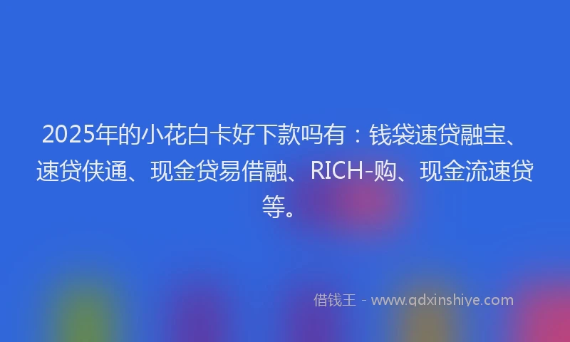 2025年的小花白卡好下款吗有：钱袋速贷融宝、速贷侠通、现金贷易借融、RICH-购、现金流速贷等。