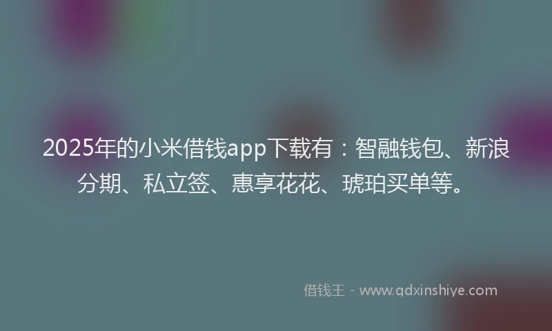 2025年的小米借钱app下载有：智融钱包、新浪分期、私立签、惠享花花、琥珀买单等。