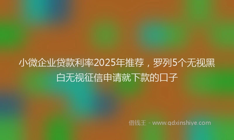 小微企业贷款利率2025年推荐，罗列5个无视黑白无视征信申请就下款的口子