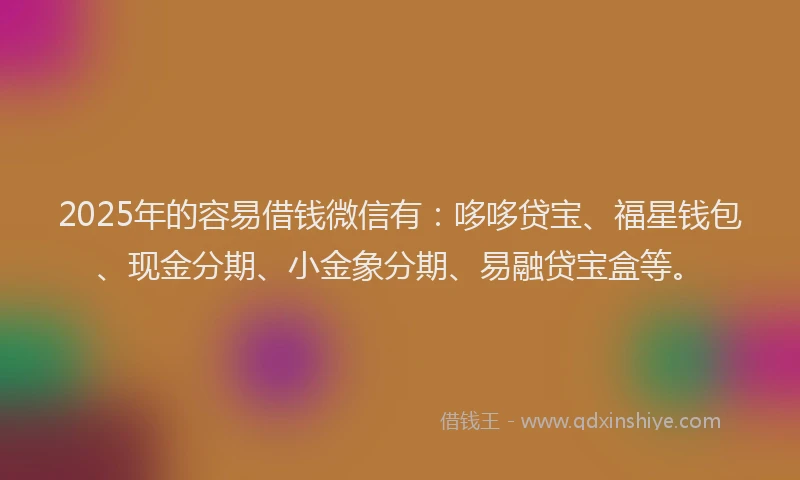 2025年的容易借钱微信有：哆哆贷宝、福星钱包、现金分期、小金象分期、易融贷宝盒等。