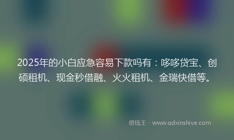 2025年的小白应急容易下款吗有：哆哆贷宝、创硕租机、现金秒借融、火火租机、金瑞快借等。