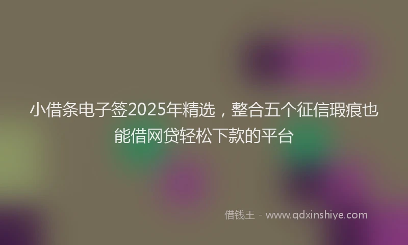 小借条电子签2025年精选，整合五个征信瑕疵也能借网贷轻松下款的平台