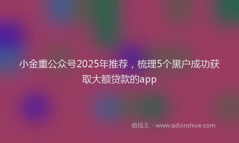 小金重公众号2025年推荐，梳理5个黑户成功获取大额贷款的app