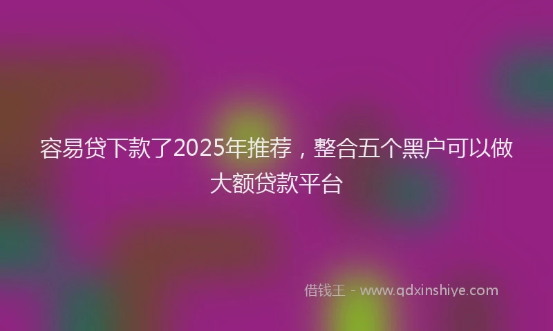 容易贷下款了2025年推荐，整合五个黑户可以做大额贷款平台