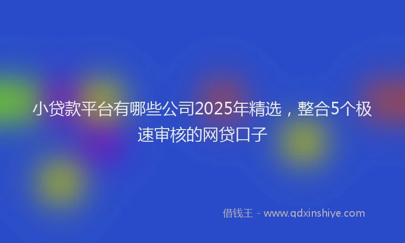 小贷款平台有哪些公司2025年精选，整合5个极速审核的网贷口子