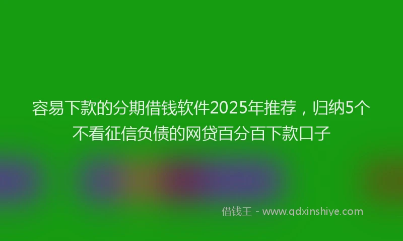 容易下款的分期借钱软件2025年推荐，归纳5个不看征信负债的网贷百分百下款口子