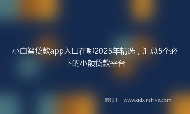 小白鲨贷款app入口在哪2025年精选，汇总5个必下的小额贷款平台