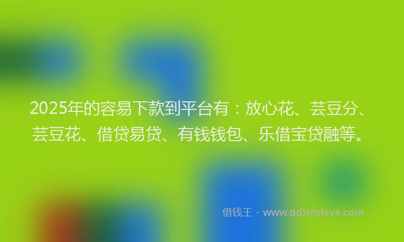2025年的容易下款到平台有：放心花、芸豆分、芸豆花、借贷易贷、有钱钱包、乐借宝贷融等。