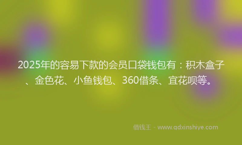2025年的容易下款的会员口袋钱包有：积木盒子、金色花、小鱼钱包、360借条、宜花呗等。