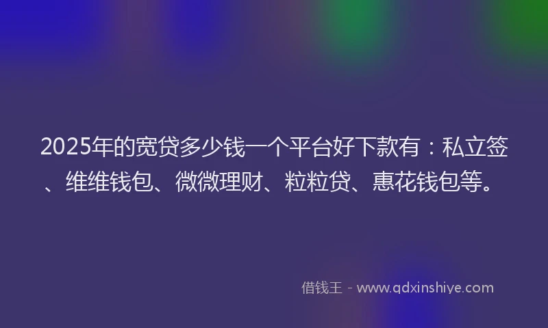 2025年的宽贷多少钱一个平台好下款有：私立签、维维钱包、微微理财、粒粒贷、惠花钱包等。