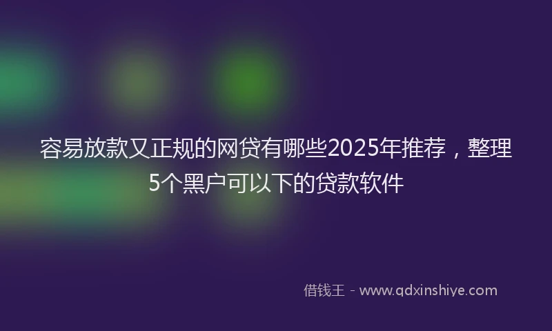 容易放款又正规的网贷有哪些2025年推荐，整理5个黑户可以下的贷款软件