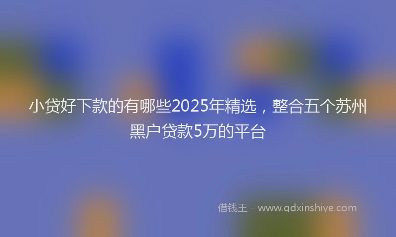 小贷好下款的有哪些2025年精选，整合五个苏州黑户贷款5万的平台