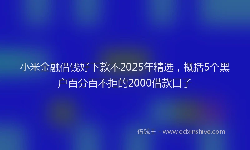 小米金融借钱好下款不2025年精选，概括5个黑户百分百不拒的2000借款口子