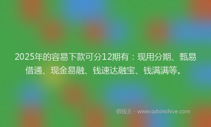 2025年的容易下款可分12期有：现用分期、甄易借通、现金易融、钱速达融宝、钱满满等。