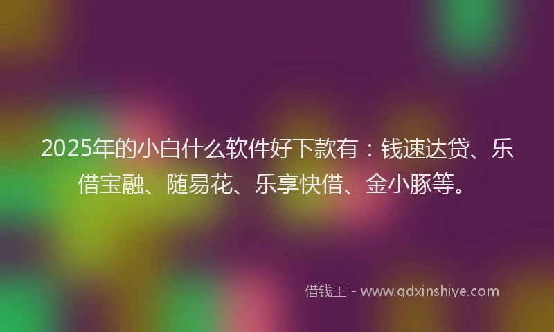 2025年的小白什么软件好下款有：钱速达贷、乐借宝融、随易花、乐享快借、金小豚等。