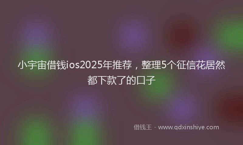 小宇宙借钱ios2025年推荐，整理5个征信花居然都下款了的口子