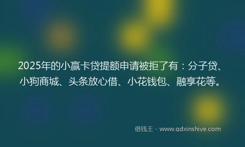 2025年的小赢卡贷提额申请被拒了有：分子贷、小狗商城、头条放心借、小花钱包、融享花等。