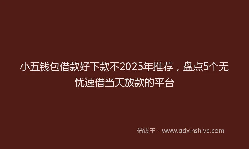 小五钱包借款好下款不2025年推荐，盘点5个无忧速借当天放款的平台